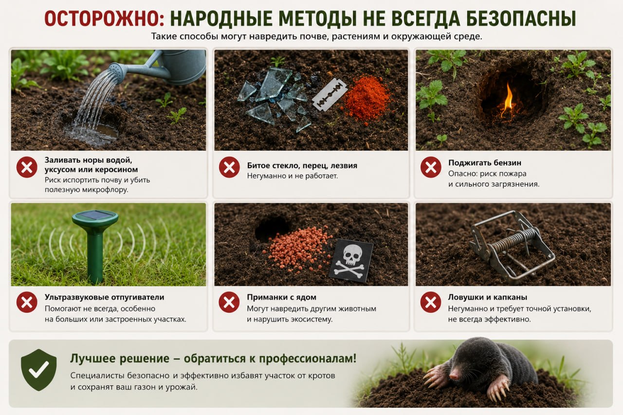 народные методы против кротов не всегда безопасны
